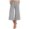 thumbnail image 1 of lmcalzta Wide Leg Yoga Pants for Women Loose Elastic Low Waisted Capris with Pockets Casual Sweatpants, 1 of 6
