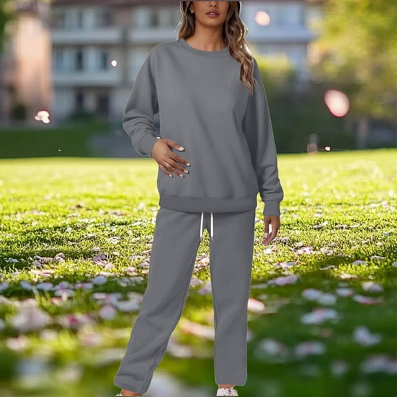 lmcalzta Womens 2 Piece Outfits Lounge Hoodie Sweatsuits Sets Sweatshirts Fall Sweatpants with Pockets(S-3XL)