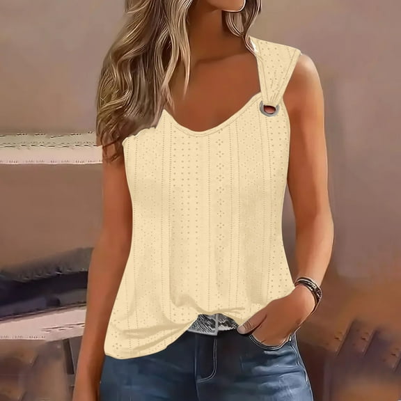 lmcalzta Womens Casual Tank Tops Loose Fitting Sleeveless T Shirt Summer Lightweight Comfy Basic Tank Tops