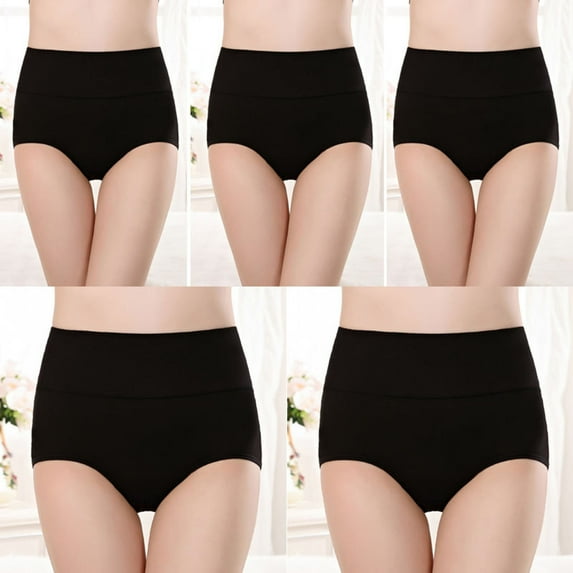 lmcalzta Womens Cotton Underwear High Waisted Seamless Soft Stretch Breathable Ladies Panties(5 Pack and Plus Size)(M-4XL)
