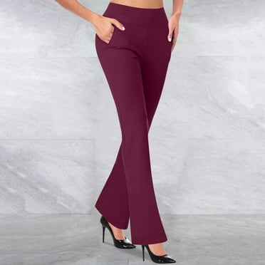 lmcalzta Womens Dress Pants High Waist Stright Leg Pants Summer Lightweight Work Business Trousers