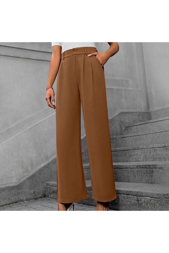 Womens Dress Pants High Waisted Wide Leg Regular Fitted Stretch Comfy Trousers with Pockets Business Work Casual Dressy Pants