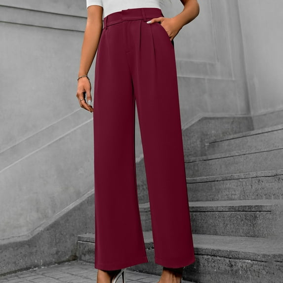 lmcalzta Womens Dress Pants High Waisted Wide Leg Regular Fitted Stretch Comfy Trousers with Pockets Business Work Casual Dressy Pants
