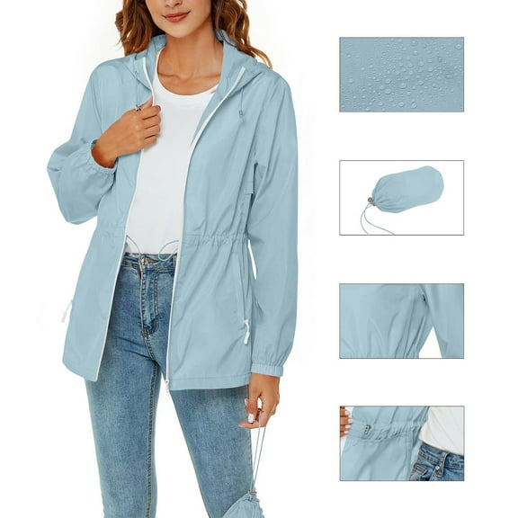 lmcalzta Womens Light Jackets Quick Drying Zip up Long Sleeve Waterproof Comfy Hiking Camping with Pockets