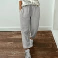 thumbnail image 1 of lmcalzta Womens Linen Pants Plus Size Drawstring Stright Leg Pant Summer Lightweight Trousers Solid Color, 1 of 5