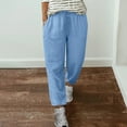 thumbnail image 1 of lmcalzta Womens Linen Pants Plus Size Drawstring Stright Leg Pant Summer Lightweight Trousers Solid Color, 1 of 5