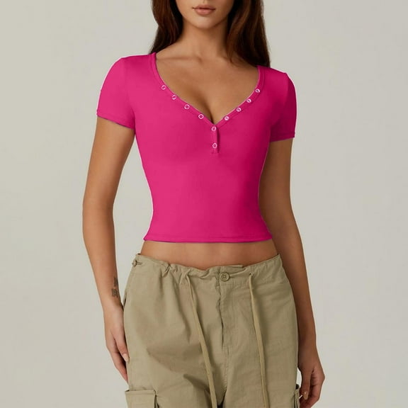 lmcalzta Womens Long Sleeve Shirts Basic Crop Tops Crew Neck Classic Fitting T-Shirt Slim Fitting Going out Blouses