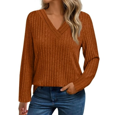 lmcalzta Womens Long Sleeve Shirts Dressy Casual Formal Tops Lightweight Sweaters V Neck Fall Winters Pullover