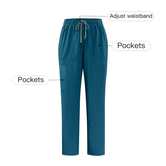 lmcalzta Womens Mens Scrubs Pants Medical Uniform with Multi Pockets Drawstring Work Pants