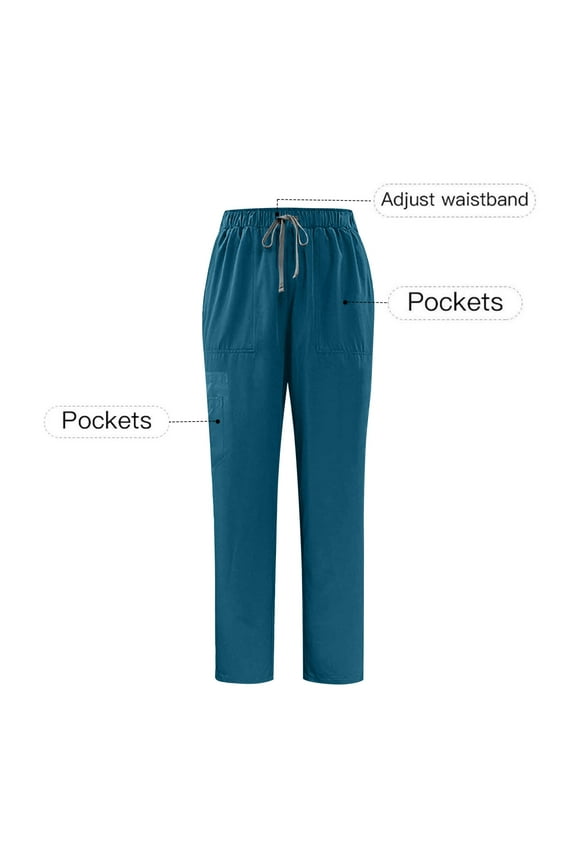 Womens Mens Scrubs Pants Medical Uniform with Multi Pockets Drawstring Work Pants