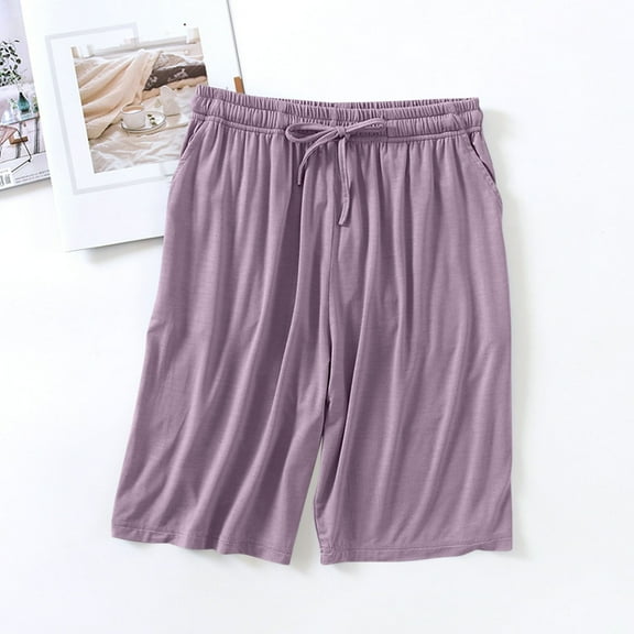 lmcalzta Womens Pajama Shorts Loungewear Drawstring Elastic Waist Modal Comfy Home Bottom Sleep Shorts