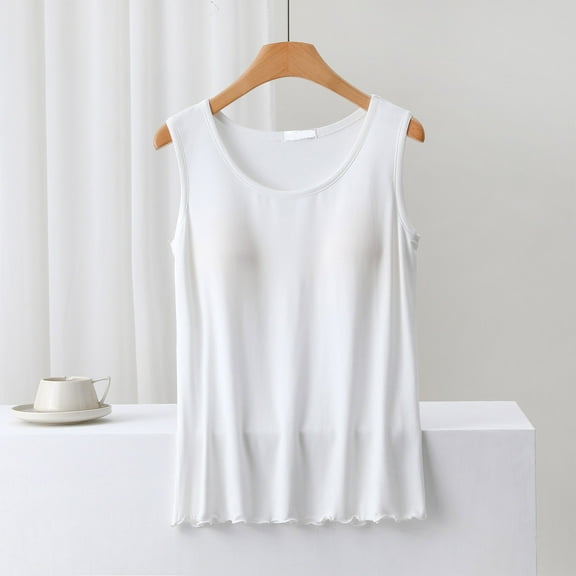 lmcalzta Womens Pajama Tank Tops with Padded Sleeveless Tops Soft Comfy Stretch Summer Sleep Shirt Tank