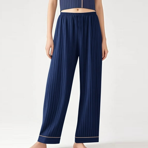 lmcalzta Womens Plus Size Wide Leg Pants Knit Cotton Summer Pajama Pants Elastic Waist Comfy Stretch Soft Trousers Loungewear