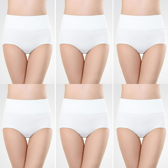 lmcalzta Womens Seamless Underwear No Show Stretch Bikini Panties Silky Invisibles High Waisted Briefs 6 Pack(M-4XL)