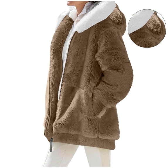 lmcalzta Womens Sherpa Jackets Casual Full Zip up Sherpa Lined Hoodies Sweatshirts Jacket Coat