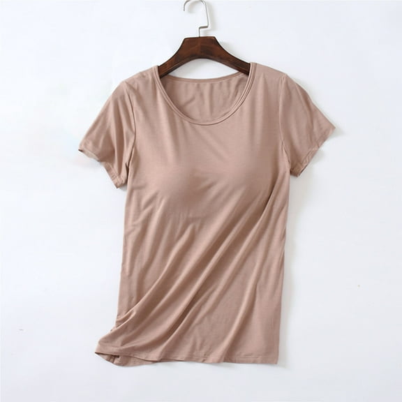 lmcalzta Womens Sleep T Shirts with Padded Soft Comfort Short Sleeve Tops Stretch Pajama Loungewear Tshirts