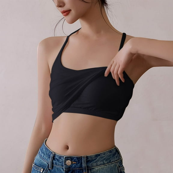 lmcalzta Womens Summer Tank Tops Ribbed Knit Spaghetti Strap Camisole with Padded Worout Gym Athletic Tshirts