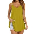 thumbnail image 1 of lmcalzta Womens Summer Tank Tops V Neck Spaghetti Strap Camisole Stretch Loose Fitting Basic Tunic Tops, 1 of 4