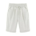thumbnail image 1 of lmcalzta Shorts for Women Elastic Waist Knee Length Casual Cotton Bermuda Shorts with Drawstring(S-5XL), 1 of 2