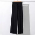 thumbnail image 1 of lmcalzta Womens Wide Leg Pants Drawstring Elastic Waisted Loose Casual Solid Color Knitted Trousers with Pockets, 1 of 6
