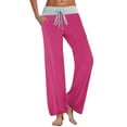 thumbnail image 1 of lmcalzta Yoga Pants for Women Stretch Wide Leg Drawstring High Waisted Workout Gym Pants with Pockets Lightweight Loungewear Pajama Trousers, 1 of 9