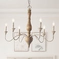 thumbnail image 1 of lnc distressed handmade chandeliers, 6-light rust-colored arms pendant light, french country style, 1 of 8