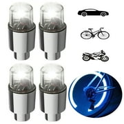 lngoor 4x RGB LED Tyre Tire Air Valve Cap Light Car Bike Wheel Stem Cap Light Lamp Bulb white light