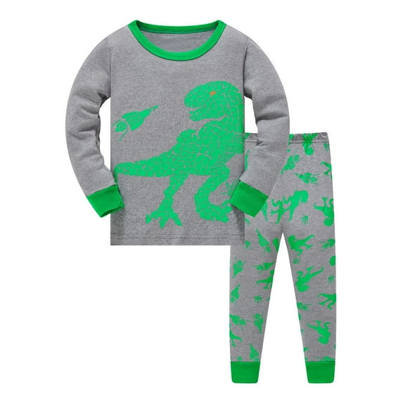 lnmuld 2 Piece Fall Pajamas,Toddler Boys Dinosaur Pajamas Set Long Sleeve Sleepwear Outfits Comfortable Kids Pj'S for Bedtime,Cotton Pajamas Size:3-4 Years
