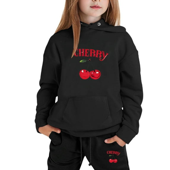 lnmuld 2 Piece School Outfits for Girls,Girls Hoodie and Joggers Set Stylish Print Winter Outfits Comfy Casual Kids Clothes for Toddler to Teen Size:10-11 Years