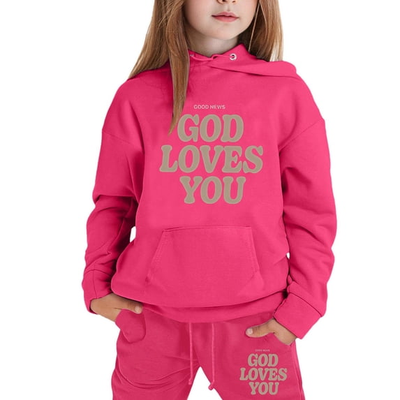 lnmuld 2 Piece School Outfits for Girls,Girls Hoodie and Joggers Set Stylish Winter Outfit Comfy Casual Kids Clothes for Toddler to Teen with Print Size:4-5 Years
