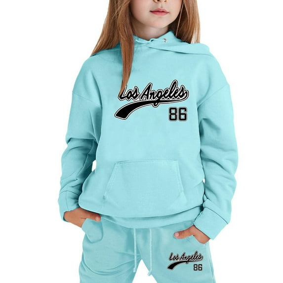 lnmuld 2 Piece School Outfits for Girls,Girls Hoodie and Joggers Set Stylish Winter Outfit Comfy Casual Two Piece Sweatsuit for Toddler Teen Kids Size:4-5 Years