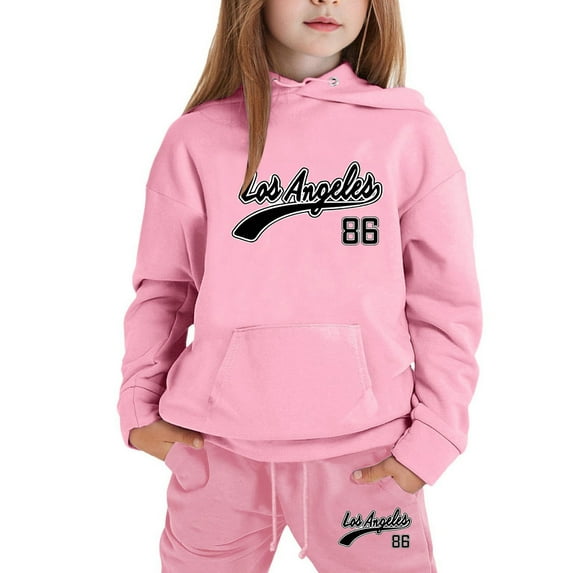 lnmuld 2 Piece School Outfits for Girls,Girls Hoodie and Joggers Set Stylish Winter Outfit Comfy Casual Two Piece Sweatsuit for Toddler Teen Kids Size:8-9 Years