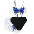 thumbnail image 1 of lnmuld Kids Swimsuits Girls Matching Swimsuit Set Crochet Lace Strap Beach Cover Up Drawstring Tie Two Piece Outfit Size:8-9 Years, 1 of 9
