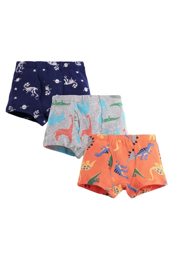 3PCS Boys Cotton Boxer Briefs Printed Underwear Multipack Cute Cartoon Briefs Soft Comfortable Stretch Fit Kids Trunks Size:6-7 Years
