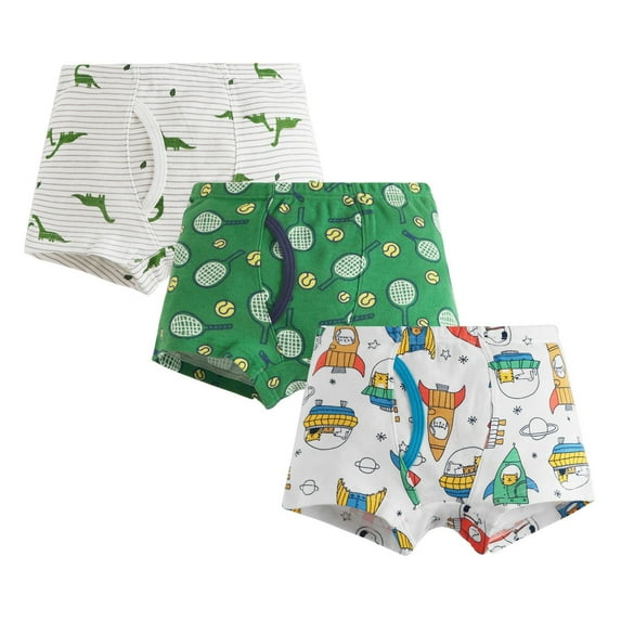 lnmuld 3PCS Boys Cotton Boxer Briefs Underwear Multipack Soft Cartoon Printed Briefs Comfortable Kids Underpants Trunks Set Size:5-6 Years