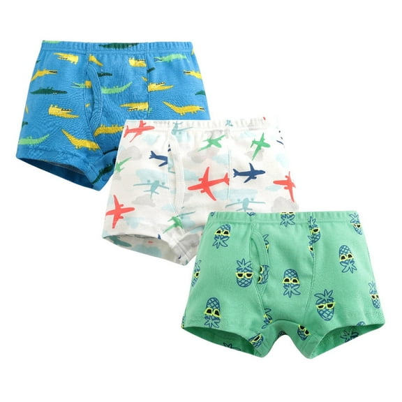 lnmuld 3PCS Boys Printed Underwear Multipack Cute Cartoon Shorts Pants Briefs Children Trunks Set Size:6-7 Years