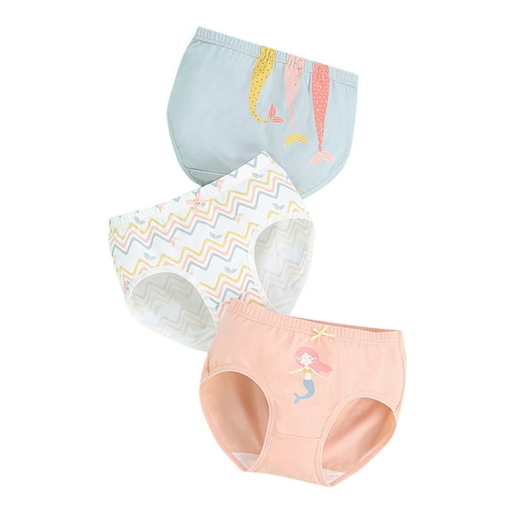 lnmuld 3PCS Girls Cotton Boxer Briefs Cartoon Print Underwear Shorts Set Soft Comfortable Kids Briefs Playful Design Size:4-5 Years