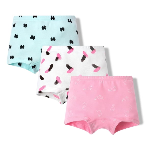 lnmuld 3PCS Toddler Girls Cotton Boxer Briefs Cartoon Rainbow Print Underwear Shorts Set for Kids and Daily Wear Size:12-13 Years