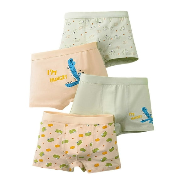 lnmuld 4PCS Boys Cartoon Print Underwear Daily Comfort Stretchable Fabric Durable All Seasons Ideal Leisure Everyday Wear for Kids Size:8-9 Years