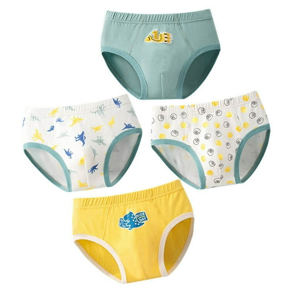 lnmuld 4PCS Boys Cotton Boxer Briefs Underwear Set Soft Blend Cartoon Character Briefs Comfortable Kids Toddler Underpants Size:3-4 Years