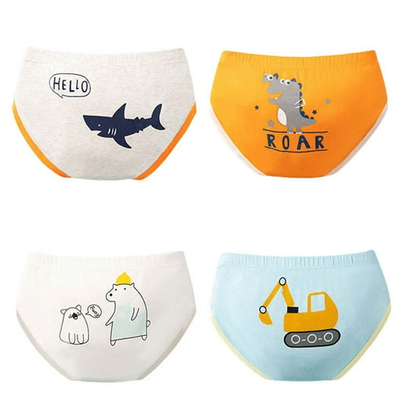 lnmuld 4PCS Boys Cotton Boxer Briefs Underwear Set Soft Blend Cartoon Character Briefs Comfortable Kids Toddler Underpants Size:6-7 Years
