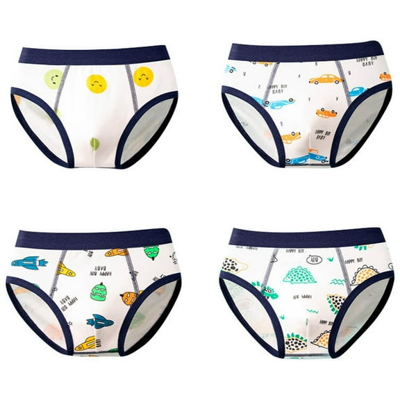 lnmuld 4PCS Boys Underwear Set Soft Cartoon Character Comfortable Breathable Daily Wear Multipack Size:7-8 Years