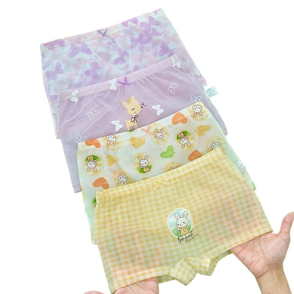 lnmuld 4PCS Girls Cotton Boxer Briefs Soft Breathable Underwear Comfortable Everyday Panties for Toddler Kids Loose Fit Summer Shorts Size:10-12 Years