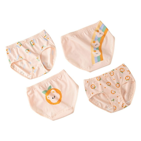 lnmuld 4PCS Girls Cotton Boxer Briefs Underwear Set Cute Printed Briefs Comfortable Kids Shorts Soft Trunks Multipack Size:8-9 Years