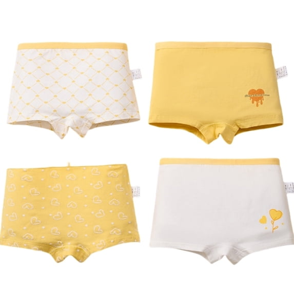 lnmuld 4PCS Toddler Baby Girl Cotton Boxer Briefs Cartoon Rainbow Printed Underwear Shorts Set Size:7-8 Years