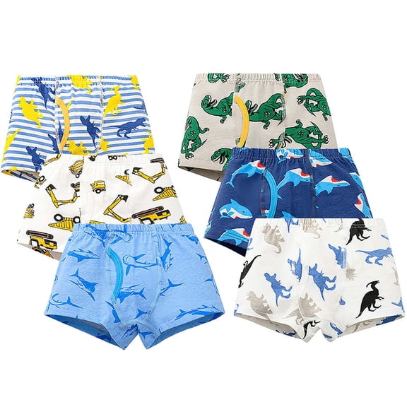 lnmuld 6PCS Cotton Boxer Briefs Boys Underwear Soft Animal Print Briefs Comfortable Stretch Waistband for Daily Wear and Activities Size:5-6 Years