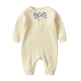 thumbnail image 1 of lnmuld Autumn Girls Solid Color Long Sleeve Ribbed Romper Jumpsuit Baby Bodysuit Playwear Cozy Layering Piece for Daily Casual Outings and Comfort Size:9-12 Months, 1 of 2