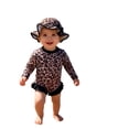 thumbnail image 1 of lnmuld Baby Girls Leopard Print Rash Guard One Piece Swimsuit with Matching Sun Hat Size:15-18 Months, 1 of 3