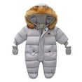 thumbnail image 1 of lnmuld Baby Girls Winter Hooded Snowsuit Insulated Jumpsuit Warm Thick Outdoor Playwear Jacket Romper Cozy Soft Lined Cold Weather Apparel for Toddler Size:3-6 Months, 1 of 2