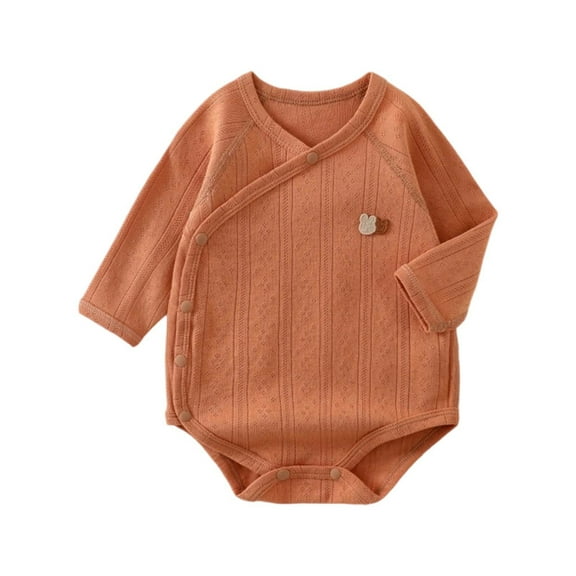 lnmuld Baby Long Sleeve Solid Color Jacquard Romper Soft Bodysuit for Boys Girls Comfortable Crawling Suit Size:7-12 Months